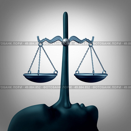Legal dishonesty concept and lying justice concept or committing perjury symbol as a law scale being balanced by the long nose of an unethical liar making false statements and lies as a metaphor for corruption and fraud or lack of integrity. Стоковое фото, агентство Ingram Publishing / Фотобанк Лори