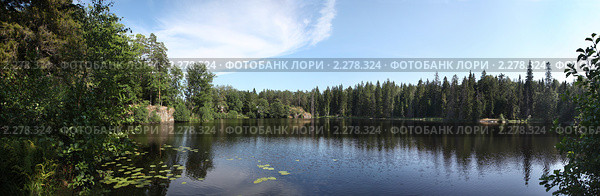 Лесное озеро. Валаам. Панорама. Стоковое фото, фотограф Евгений Батраков / Фотобанк Лори