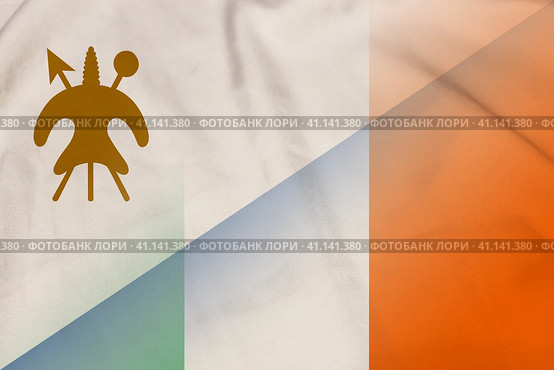 Lesotho and Ireland official flag international contract IRL LSO. Стоковая иллюстрация, иллюстратор Кабак Дмитрий / Фотобанк Лори