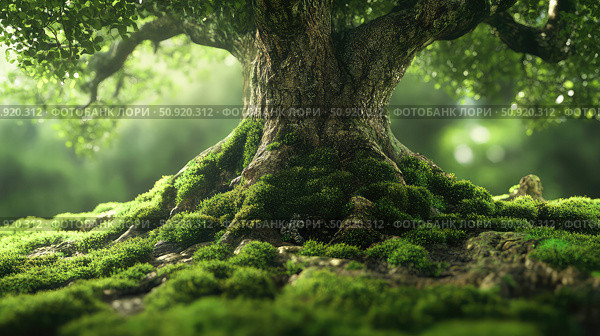 lichen tree moss ai generated. Стоковое AI-изображение, AI-художник Vectorwin / Фотобанк Лори
