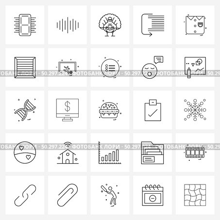 Line Icon Set of 25 Modern Symbols of shirt, over, waves, debug, bird Vector Illustration. Стоковая иллюстрация, агентство Ingram Publishing / Фотобанк Лори