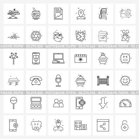 Line Icon Set of 36 Modern Symbols of fuel, location, analytic, navigate, report Vector Illustration. Стоковая иллюстрация, агентство Ingram Publishing / Фотобанк Лори