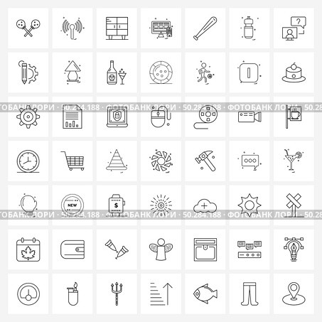 Line Icon Set of 49 Modern Symbols of web, screen, admiral, monitor, home Vector Illustration. Стоковая иллюстрация, агентство Ingram Publishing / Фотобанк Лори
