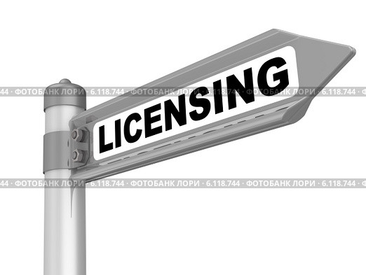 Лицензирование (licensing). Дорожный указатель. Стоковая иллюстрация, иллюстратор WalDeMarus / Фотобанк Лори