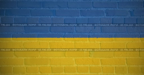 Луч проектора в цветах флага Украины на кирпичной стене. Бесшовная анимация. Стоковая анимация, аниматор Александр Кузнецов / Фотобанк Лори