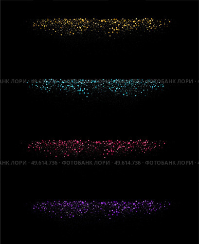 Luxury gold glitter particles on black background. Holiday Abstract shiny color gold bokeh design element and glitter effect on dark. Glowing lights magic effects. Glow sparkles, vector illustration. Glitz dust. Luxury gold glitter particles on black background. glowing lights magic effects. Glow sparkles, vector illustration. Стоковая иллюстрация, агентство Ingram Publishing / Фотобанк Лори