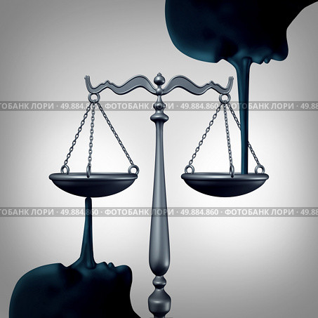 Lying justice concept and committing perjury symbol as a law scale being balanced by the long nose of liers making false statements  and lies to the legal system as a metaphor for dishonesty and lack of integrity. Стоковое фото, агентство Ingram Publishing / Фотобанк Лори