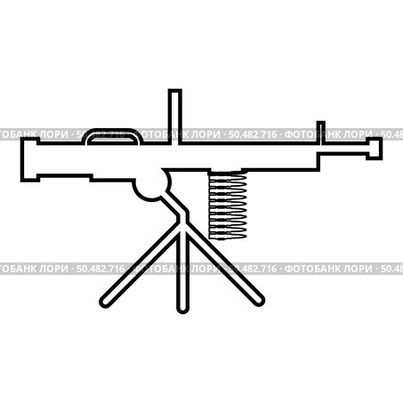 Machine-gun weapon contour outline line icon black color vector illustration image thin flat style simple. Machine-gun weapon contour outline line icon black color vector illustration image thin flat style. Стоковая иллюстрация, агентство Ingram Publishing / Фотобанк Лори