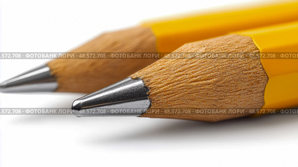 Macro Study of Yellow Pencils: Sharpened Tips for Precision Work. Стоковое AI-изображение, AI-художник Данила Большаков / Фотобанк Лори