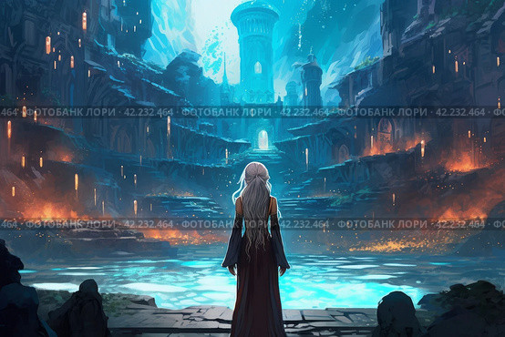 Mage cute woman fantasy dungeon. Generate Ai. Стоковое AI-изображение, AI-художник Иван Рябоконь / Фотобанк Лори