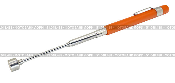 Магнит с телескопической ручкой на белом фоне. Mini Portable Magnet with telescopic handle on a white background. Стоковое фото, фотограф Татьяна Д / Фотобанк Лори