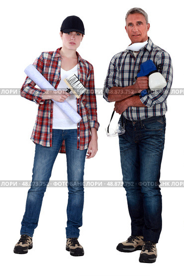 Male and female decorators. Стоковое фото, агентство Ingram Publishing / Фотобанк Лори