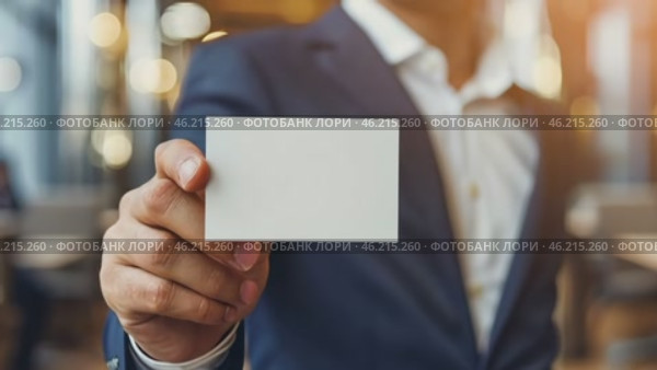 Male hand holds an empty white business card. Clean blank flyer in businessman hands. For your text. Business Communication Company Entrepreneur Concept. Man holding showing white single business card. Стоковое AI-видео, аниматор Марина Демидюк / Фотобанк Лори