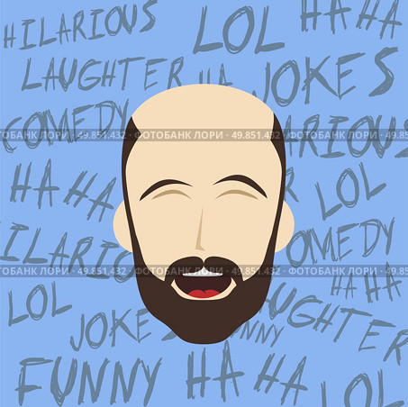 male laughing funny hilarious cartoon character vector illustration. funny laughing guy. Стоковая иллюстрация, агентство Ingram Publishing / Фотобанк Лори