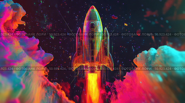 malfunction glitching rocket ai generated. Стоковое AI-изображение, AI-художник Vectorwin / Фотобанк Лори
