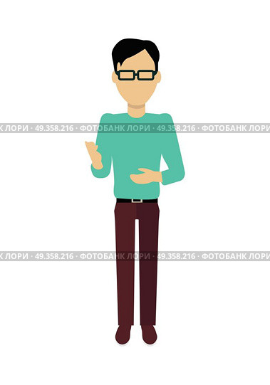 Man Character Template Vector Illustration.. Male character without face in turquoise sweater vector in flat design. Man template personage figure illustration for concepts, mobile app pictogram, logos, infographic. Isolated on white background. Стоковая иллюстрация, агентство Ingram Publishing / Фотобанк Лори