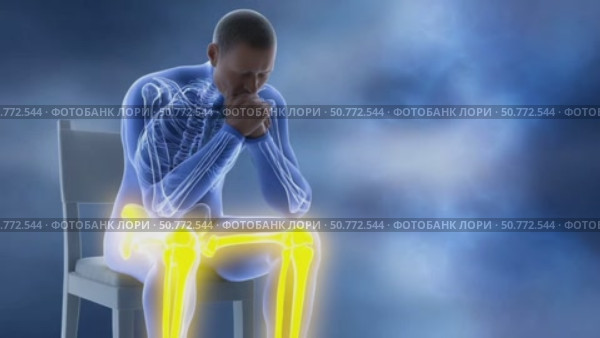Man feeling knee and leg pain while sitting. Стоковое AI-видео, аниматор Юрий Поздников / Фотобанк Лори