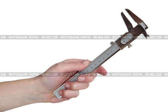 Man holding vernier calipers. Стоковое фото, агентство Ingram Publishing / Фотобанк Лори