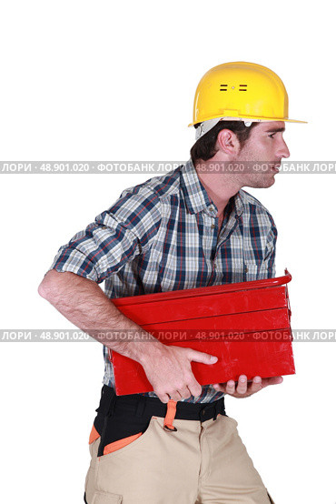 Man running off with tool box. Стоковое фото, агентство Ingram Publishing / Фотобанк Лори