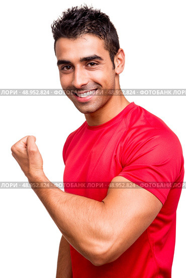 Man showing his great shape during exercise. Стоковое фото, агентство Ingram Publishing / Фотобанк Лори