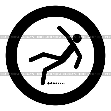 Man slip fall icon black color in circle vector illustration isolated. Стоковая иллюстрация, агентство Ingram Publishing / Фотобанк Лори