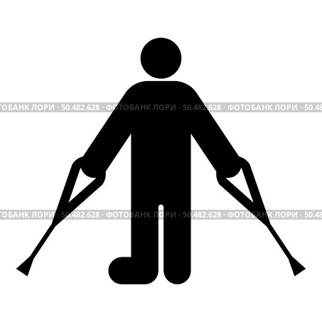 Man with broken leg crutch cane gypsum foot stick using sticks person crutches trauma concept icon black color vector illustration image flat style simple. Man with broken leg crutch cane gypsum foot stick using sticks person crutches trauma concept icon black color vector illustration image flat style. Стоковая иллюстрация, агентство Ingram Publishing / Фотобанк Лори