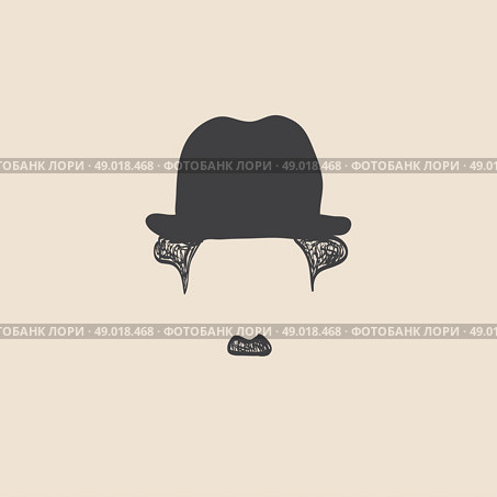Man with mustache wearing a vintage hat. sketch style. Стоковая иллюстрация, агентство Ingram Publishing / Фотобанк Лори