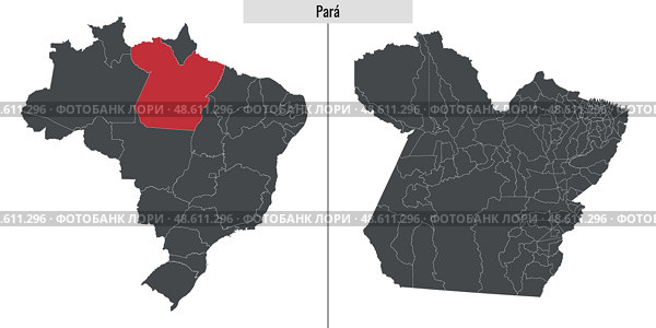 Map of Para state of Brazil. Стоковая иллюстрация, иллюстратор Максим Гребешков / Фотобанк Лори