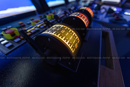 Marine navigation simulator. Captains bridge control panel. Стоковое фото, фотограф EugeneSergeev / Фотобанк Лори