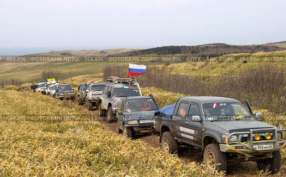 Марш-бросок  джиперов"Мыс Крильон-2009". Остров Сахалин. (2006 год). Редакционное фото, фотограф RedTC / Фотобанк Лори