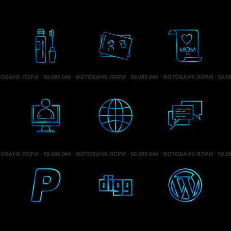 maskara , cosmetics ,card ,mom , profile ,globe, message, digg ,wordpress , paypal ,icon, vector, design,  flat,  collection, style, creative,  icons. Стоковая иллюстрация, агентство Ingram Publishing / Фотобанк Лори