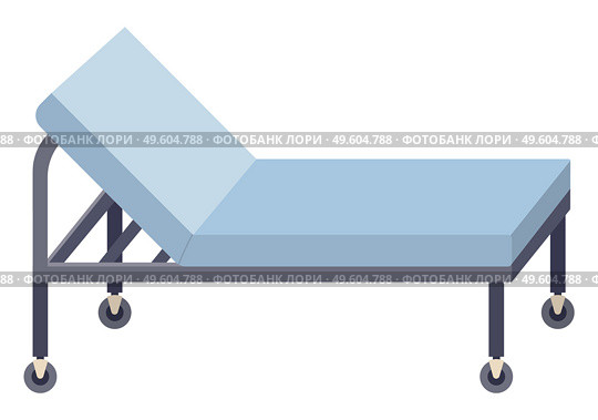 Medical couch vector illustration. Special bed on wheels for patients in hospital isolated on white background. Medical furniture element horizontal divan-bed. Physiological sofa for clinic clients. Medical couch vector illustration. Special bed on wheels for patients in hospital isolated on white. Стоковая иллюстрация, агентство Ingram Publishing / Фотобанк Лори