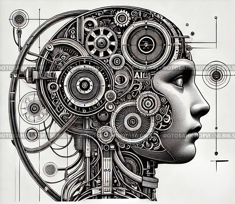 Механический интеллект. Стоковое AI-изображение, AI-художник Сергей Козинцев / Фотобанк Лори