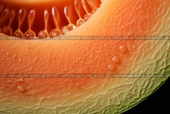 Melon half closeup. Generate Ai. Стоковое AI-изображение, AI-художник Иван Рябоконь / Фотобанк Лори