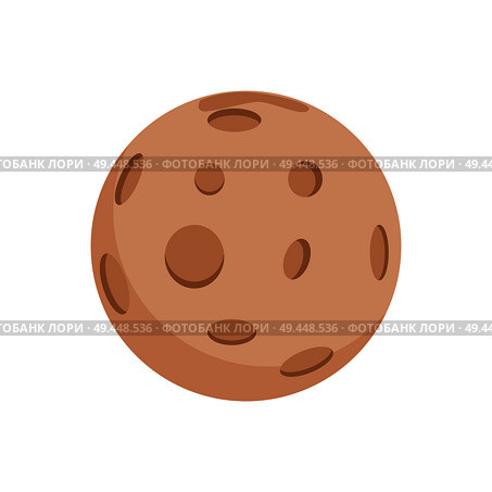Mercury with huge round craters situated in big Solar system, planet closest to Sun, isolated cartoon flat vector illustration on white background.. Mercury with Round Craters from Big Solar System. Стоковая иллюстрация, агентство Ingram Publishing / Фотобанк Лори