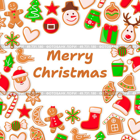 Merry Christmas card. Vector illustration. A Merry Christmas concept brings happiness and joy all Lettering on holiday posters often glistens with gold and shimmer New Year parties are culmination. Merry Christmas card. The Christmas tree sparkled with golden lights and red ornaments. Стоковая иллюстрация, агентство Ingram Publishing / Фотобанк Лори