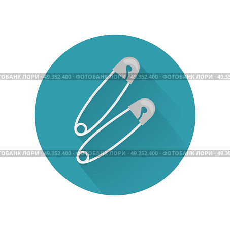 Metal Needles or Safety Pins Isolated. Metal needles or safety pins isolated on white background. First medical aid accessoires. Emergency equipment. Fixation element. Sterile silver chrome pins to fix bandage. Vector illustration. Стоковая иллюстрация, агентство Ingram Publishing / Фотобанк Лори