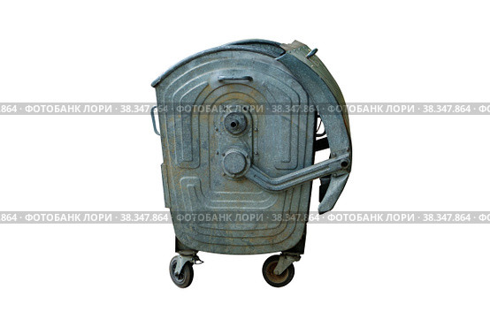 metal trash can isolated on white background. Стоковое фото, фотограф Поликарпов Владимир Владимирович / Фотобанк Лори