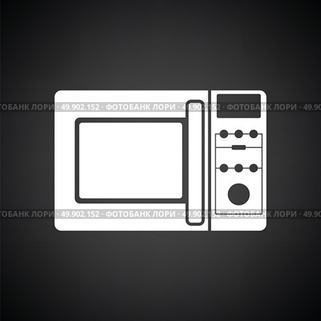 Micro wave oven icon. Black background with white. Vector illustration. Стоковая иллюстрация, агентство Ingram Publishing / Фотобанк Лори