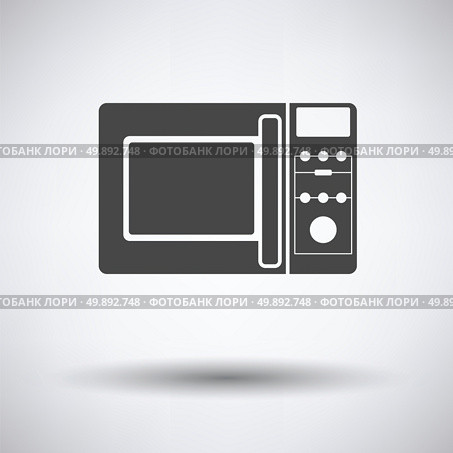 Micro wave oven icon on gray background with round shadow. Vector illustration. Стоковая иллюстрация, агентство Ingram Publishing / Фотобанк Лори
