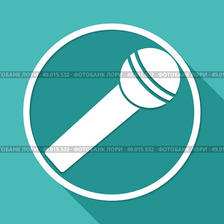 microphone icon on white circle with a long shadow. Стоковая иллюстрация, агентство Ingram Publishing / Фотобанк Лори
