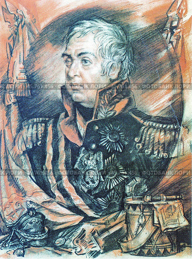Михаил Илларионович Кутузов (1745-1813). С 1812 года именовался светлейшим князем Голенищевым-Кутузовым-Смоленским, фельдмаршал. Стоковое фото, фотограф Сергей Елизарьев / Фотобанк Лори
