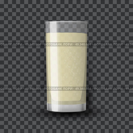 Milk in a glass. Dairy product in a clear glassful beaker. Transparent vector glass with milk. Breakfast, protein rich dairy product. Transparent photo realistic vector illustration. Стоковая иллюстрация, агентство Ingram Publishing / Фотобанк Лори