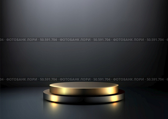 minimalist luxury podium mockup featuring a dark gray base and gleaming gold top tier, perfect for product display, modern showrooms, or elegant presentations. Стоковая иллюстрация, агентство Ingram Publishing / Фотобанк Лори
