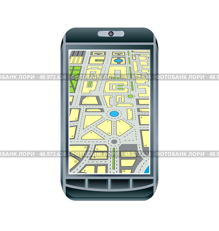 Mobile touch phone with GPS. Стоковая иллюстрация, агентство Ingram Publishing / Фотобанк Лори