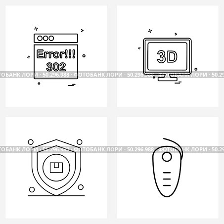 Mobile UI Line Icon Set of 4 Modern Pictograms of web, box, internet, computer, bluetooth Vector Illustration. Стоковая иллюстрация, агентство Ingram Publishing / Фотобанк Лори