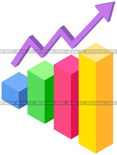 Modem isometric graphic statistical bar icon. Columns step use as inforchart, infographic box display, isolated on white background. Profit growth indicators from sales shown on statistical chart. Modem isometric graphic statistics. Profit growth indicators from sales shown on statistical chart. Стоковая иллюстрация, агентство Ingram Publishing / Фотобанк Лори