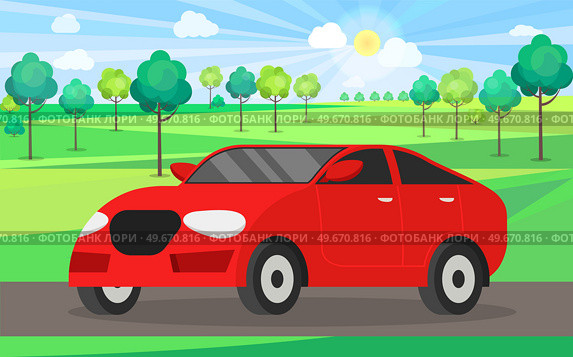 Modern cars sedan and minivan drive on road in city against tall buildings on carriageway. Urban landscape auto road vehicle, transportation. Car tourism, auto trip, journey, automobile transport. Modern cars sedan and minivan drive on road in city against tall buildings on carriageway. Стоковая иллюстрация, агентство Ingram Publishing / Фотобанк Лори