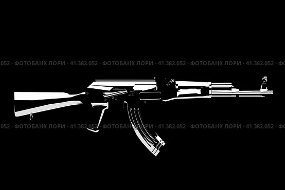 Modern machinegun on black background, 3d illustration. Стоковое фото, фотограф Виталий Сова / Фотобанк Лори
