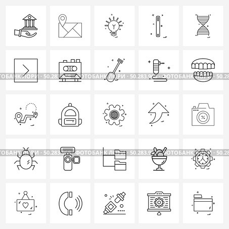 Modern Vector Line Illustration of 25 Simple Line Icons of dna, phone, navigator, mobile, fresh idea Vector Illustration. Стоковая иллюстрация, агентство Ingram Publishing / Фотобанк Лори